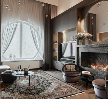 Exclusive two level apartment with balcony and fireplace
